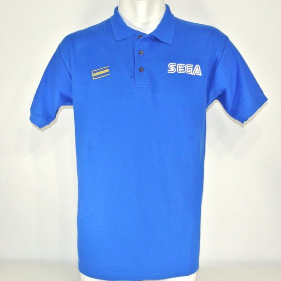 BLOCKBUSTER VIDEO Sega Video Game Vintage Employee Uniform Shirt Blue Size Small - Picture 10 of 14